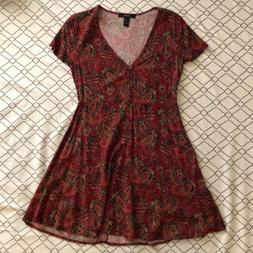 Maroon Paisley Dress
